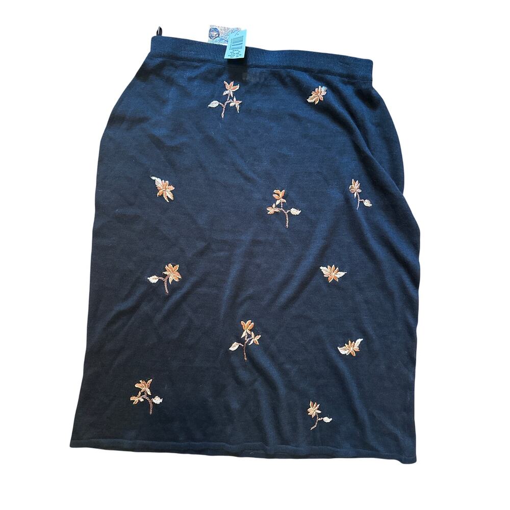 NWT XL Semi Sheer Embroidered Black Skirt